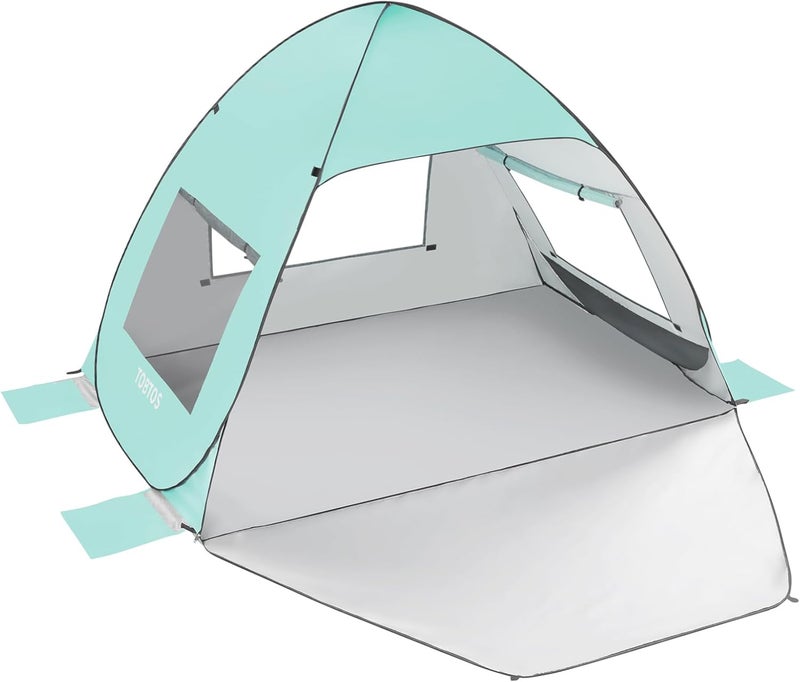 TOBTOS UPF 50+ Pop Up Beach Tent, Easy Set Up Beach Umbrella, Sun Shelter for 2-3 People UV Protection Portable Sunshade, Baby Canopy Cabana, Lightweight with Carry Bag - Image 1